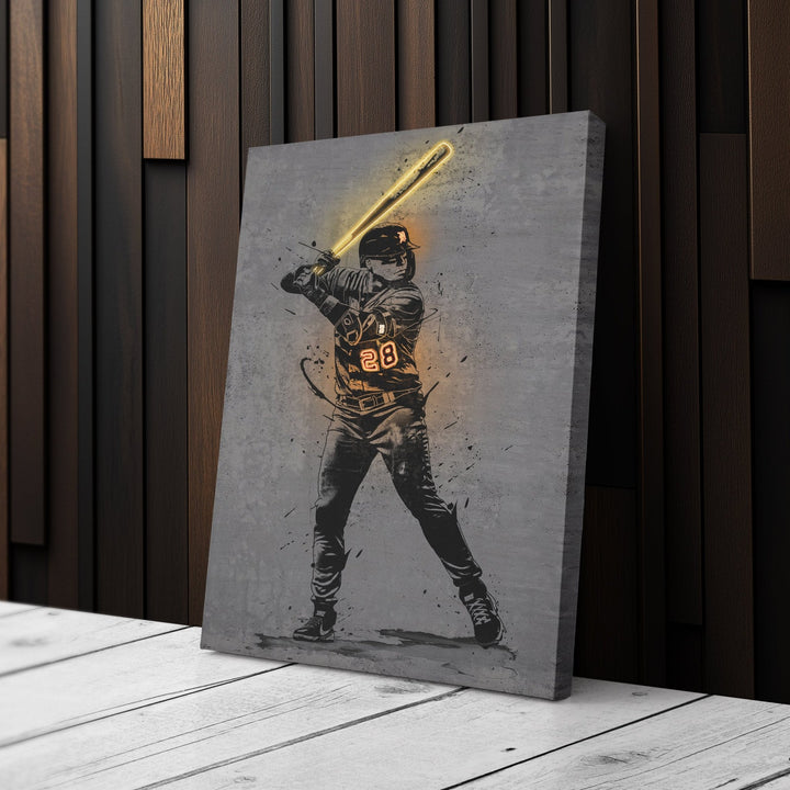 Javier Báez Neon Canvas Art | Modern Wall Decor for Tigers Fans - CanvasNeon