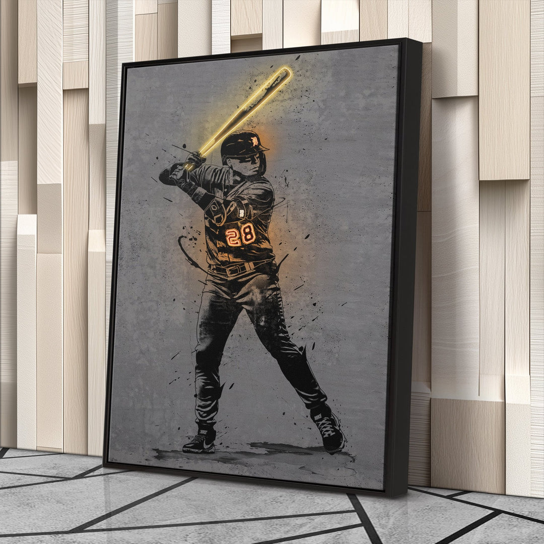 Javier Báez Neon Canvas Art | Modern Wall Decor for Tigers Fans - CanvasNeon