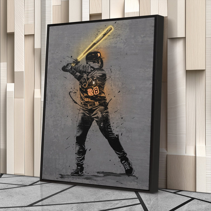 Javier Báez Neon Canvas Art | Modern Wall Decor for Tigers Fans - CanvasNeon