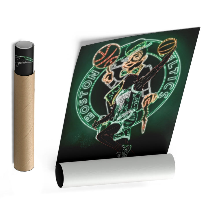 Jaylen Brown Neon Canvas Art | Celtics Wall Decor - CanvasNeon