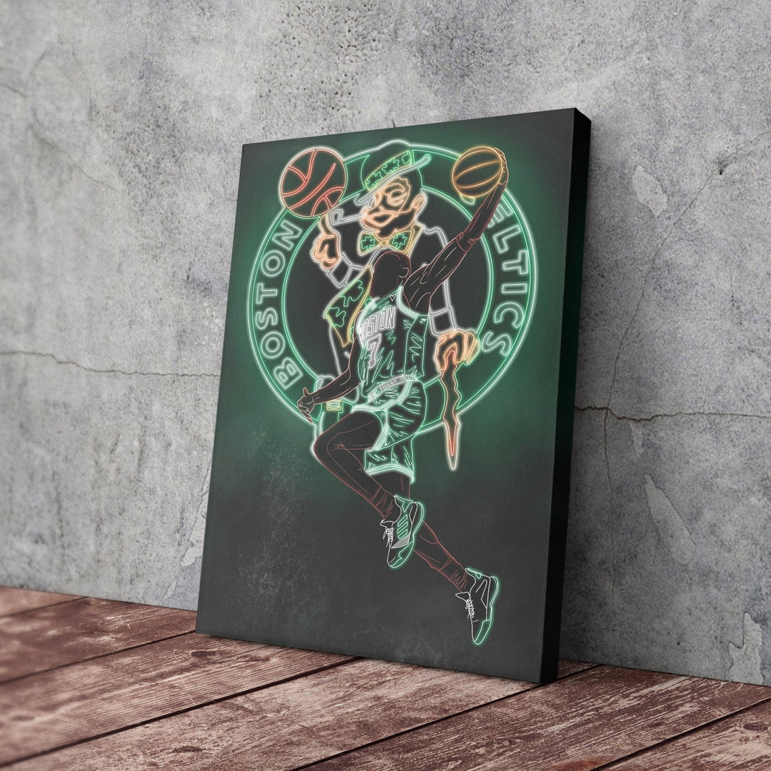 Jaylen Brown Neon Canvas Art | Celtics Wall Decor - CanvasNeon