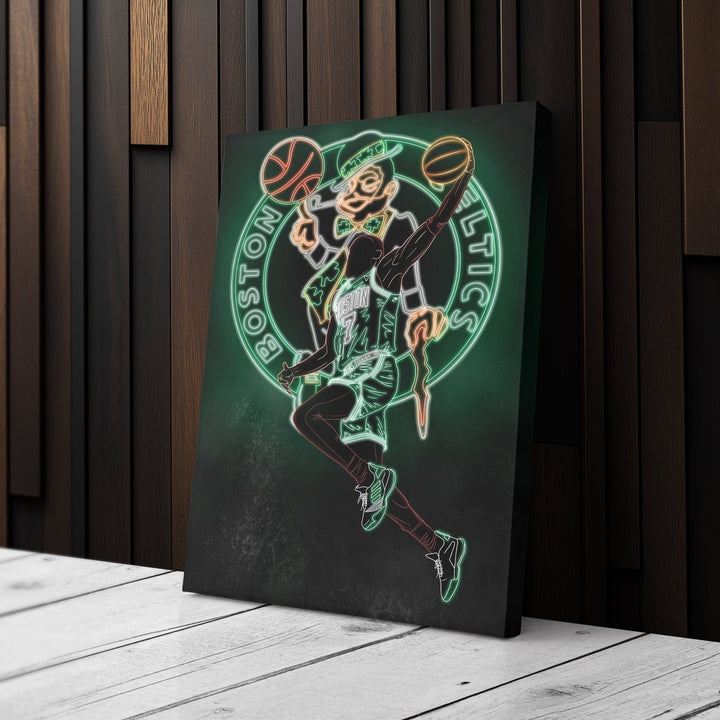 Jaylen Brown Neon Canvas Art | Celtics Wall Decor - CanvasNeon