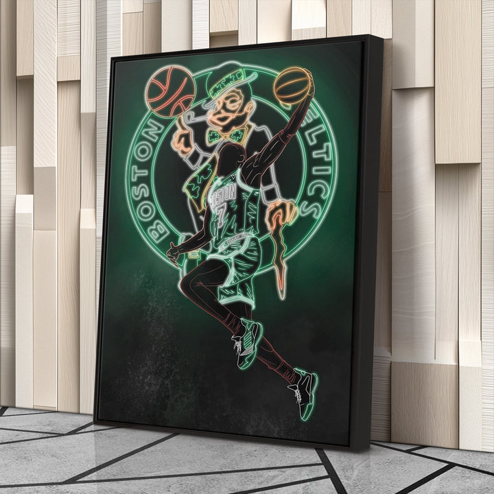Jaylen Brown Neon Canvas Art | Celtics Wall Decor - CanvasNeon