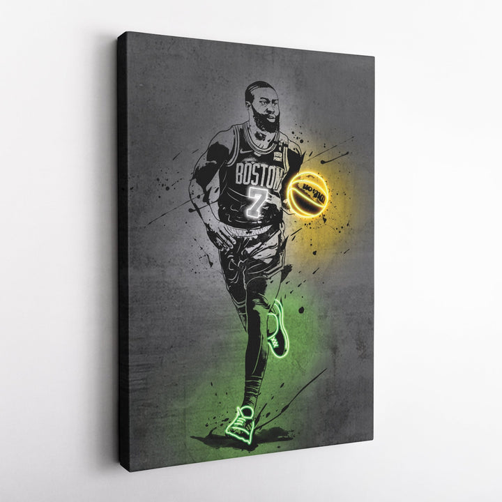 Jaylen Brown Neon Canvas Art | Modern Wall Decor for Celtics Fans - CanvasNeon