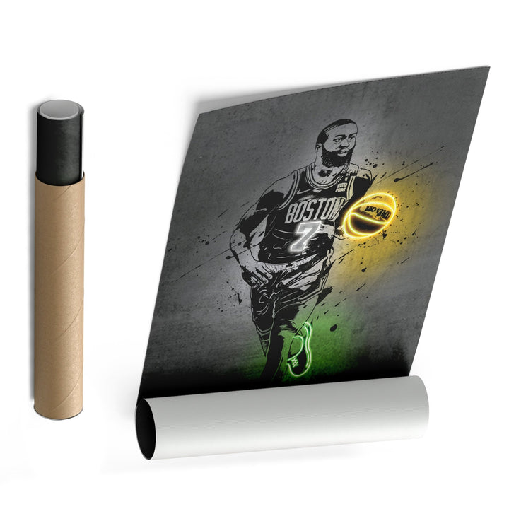 Jaylen Brown Neon Canvas Art | Modern Wall Decor for Celtics Fans - CanvasNeon