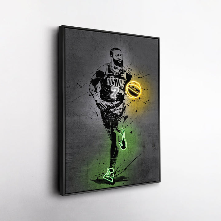 Jaylen Brown Neon Canvas Art | Modern Wall Decor for Celtics Fans - CanvasNeon
