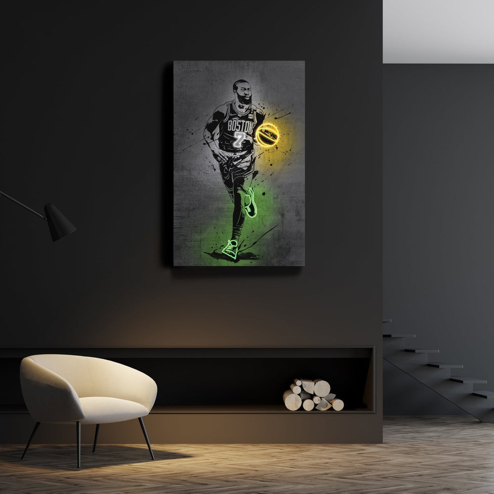 Jaylen Brown Neon Canvas Art | Modern Wall Decor for Celtics Fans - CanvasNeon