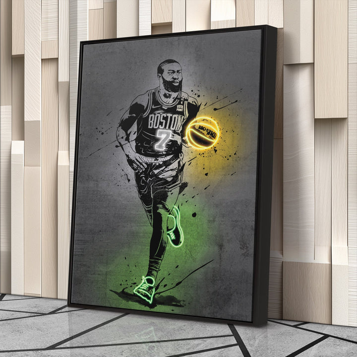 Jaylen Brown Neon Canvas Art | Modern Wall Decor for Celtics Fans - CanvasNeon