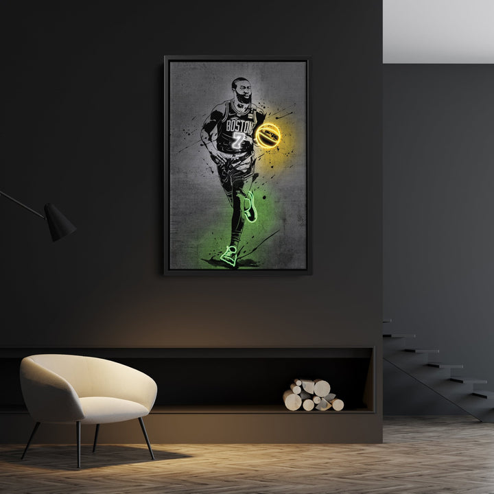 Jaylen Brown Neon Canvas Art | Modern Wall Decor for Celtics Fans - CanvasNeon