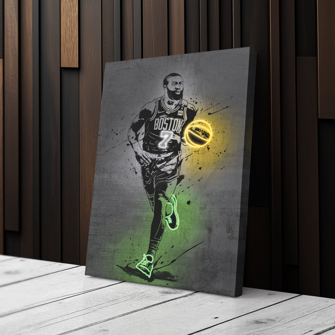 Jaylen Brown Neon Canvas Art | Modern Wall Decor for Celtics Fans - CanvasNeon