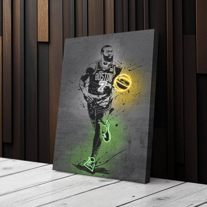 Jaylen Brown Neon Canvas Art | Modern Wall Decor for Celtics Fans - CanvasNeon