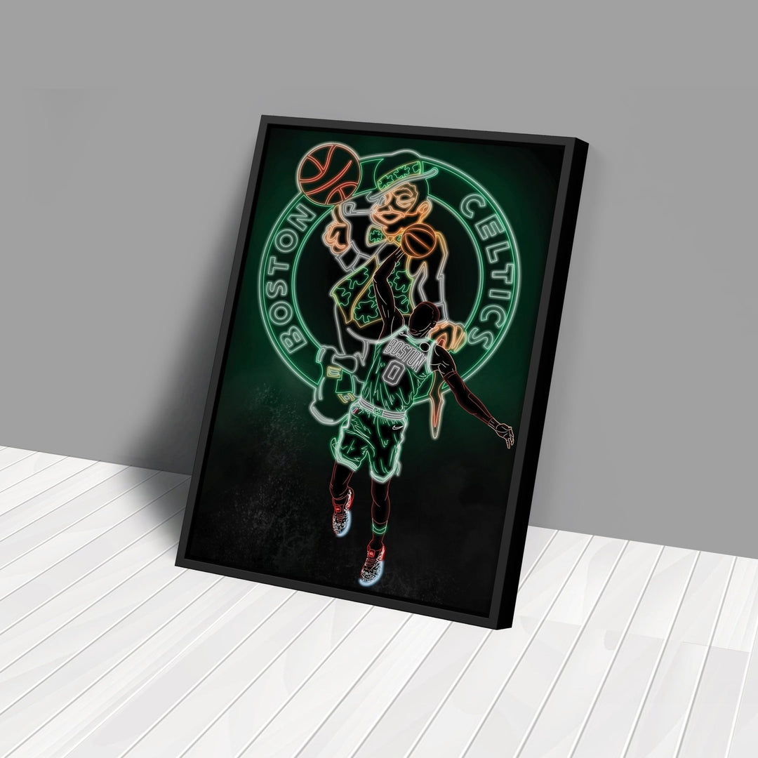 Jayson Tatum Neon Canvas Art | Celtics Wall Decor - CanvasNeon