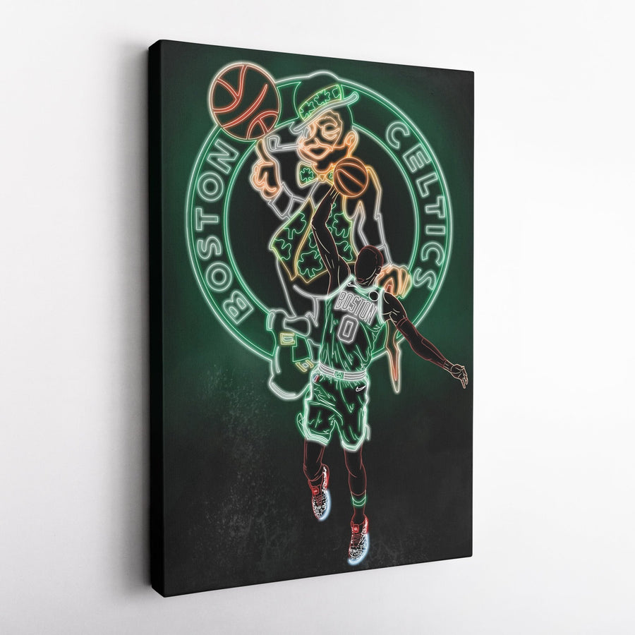 Jayson Tatum Neon Canvas Art | Celtics Wall Decor - CanvasNeon