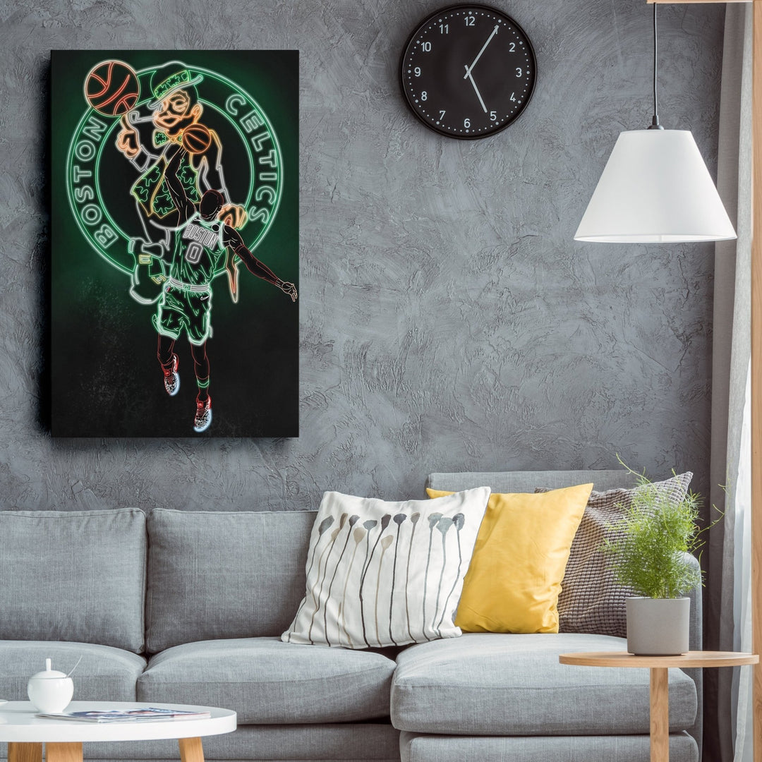 Jayson Tatum Neon Canvas Art | Celtics Wall Decor - CanvasNeon