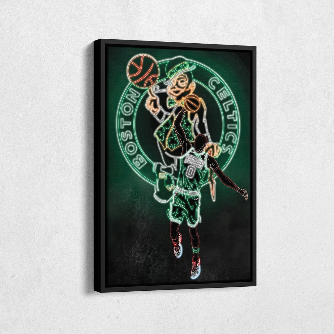 Jayson Tatum Neon Canvas Art | Celtics Wall Decor - CanvasNeon