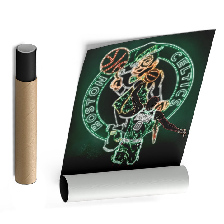 Jayson Tatum Neon Canvas Art | Celtics Wall Decor - CanvasNeon