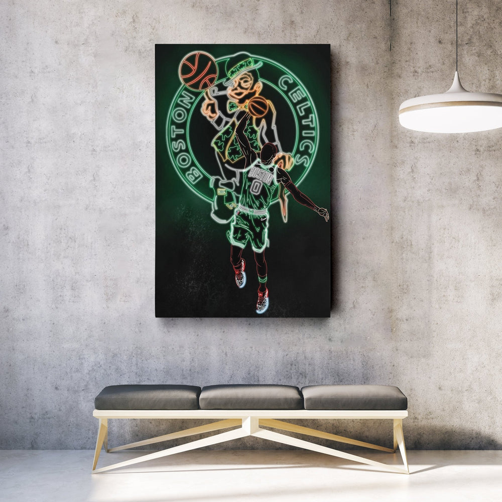 Jayson Tatum Neon Canvas Art | Celtics Wall Decor - CanvasNeon