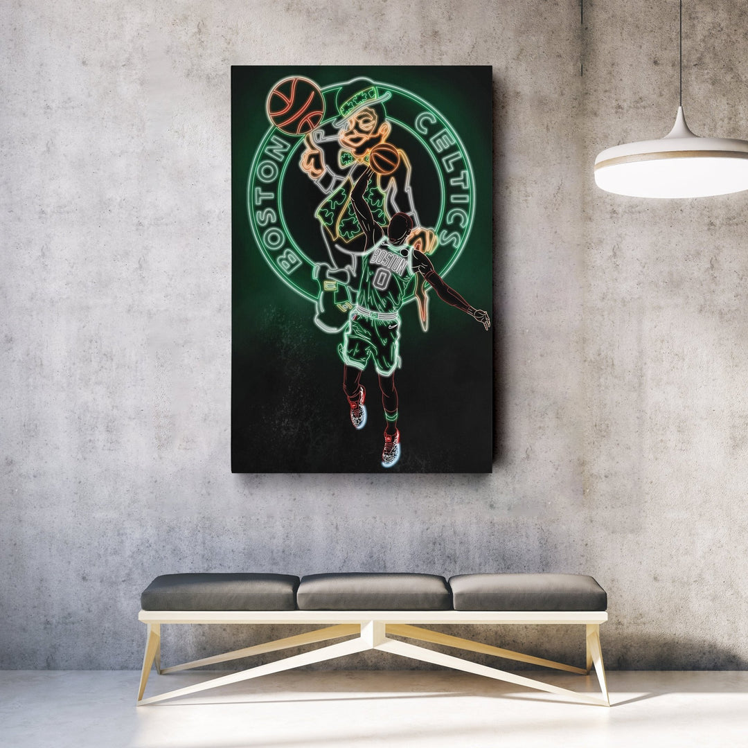 Jayson Tatum Neon Canvas Art | Celtics Wall Decor - CanvasNeon
