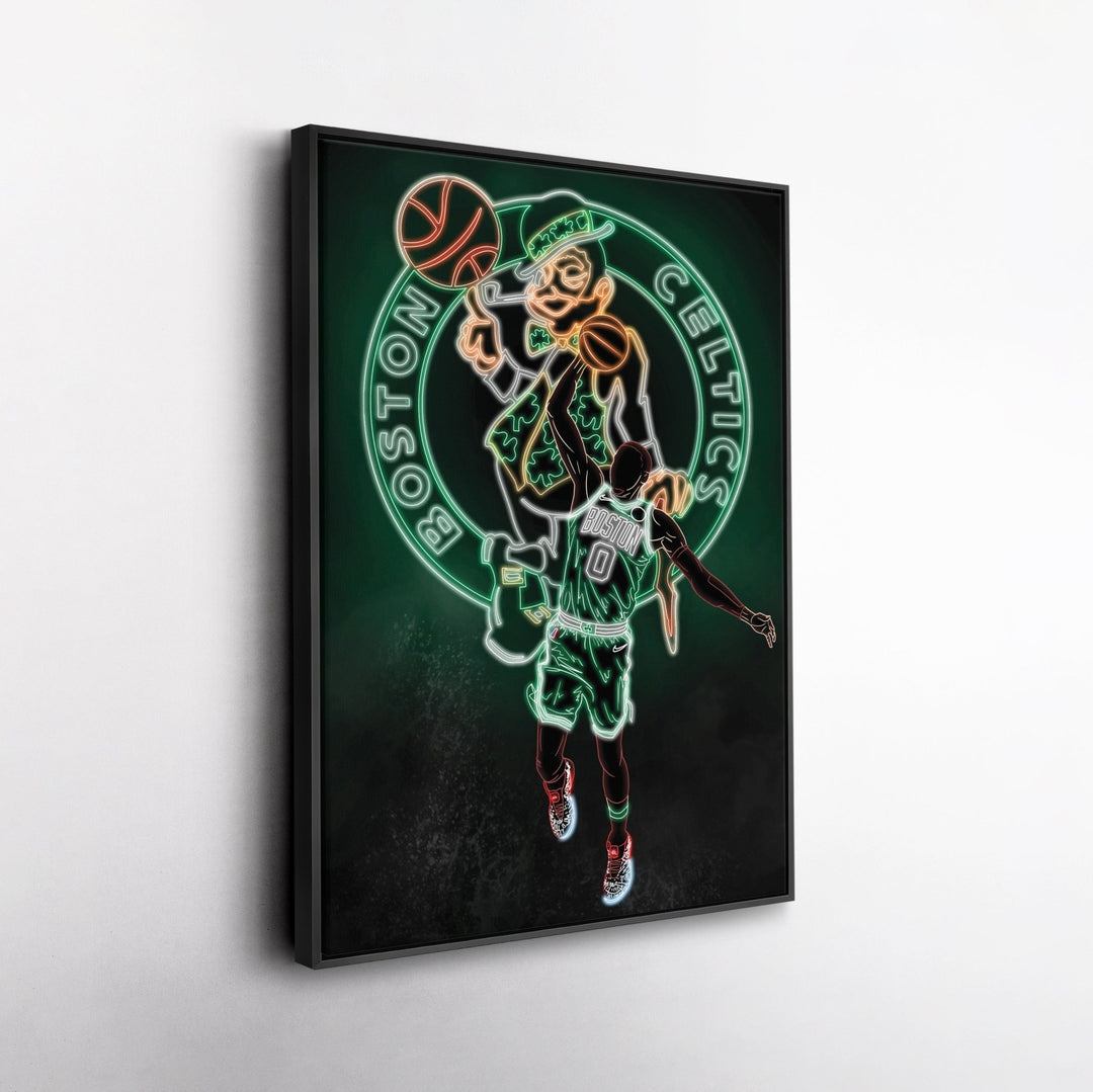 Jayson Tatum Neon Canvas Art | Celtics Wall Decor - CanvasNeon