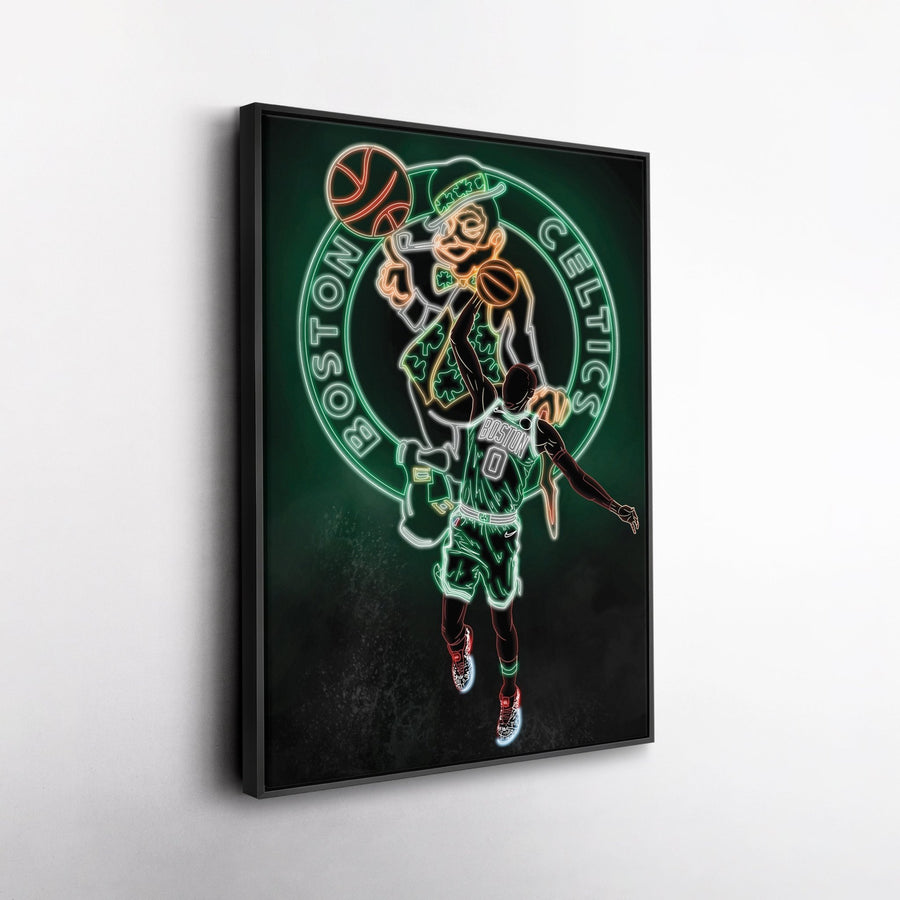 Jayson Tatum Neon Canvas Art | Celtics Wall Decor - CanvasNeon