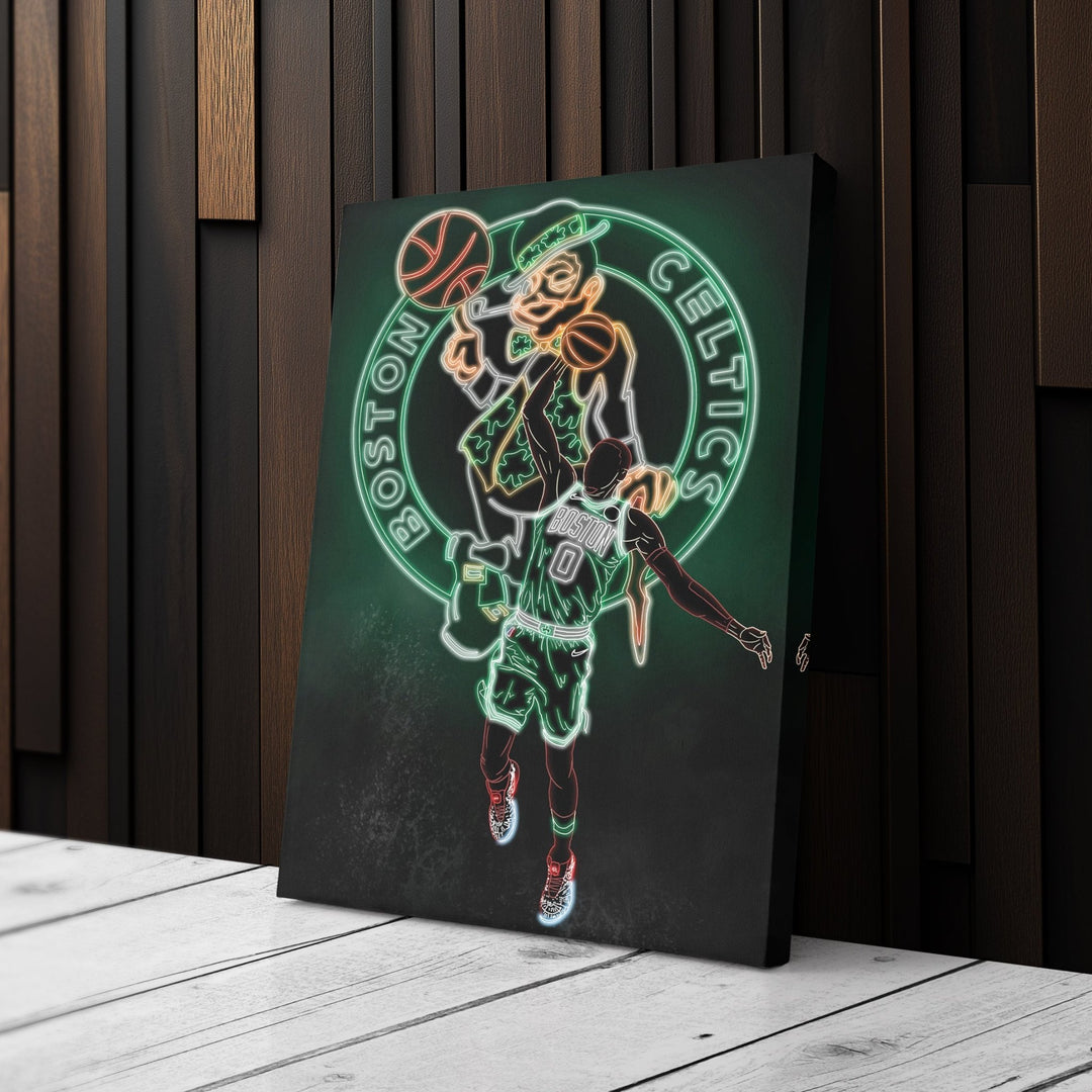 Jayson Tatum Neon Canvas Art | Celtics Wall Decor - CanvasNeon