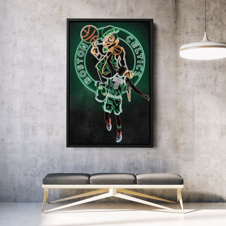 Jayson Tatum Neon Canvas Art | Celtics Wall Decor - CanvasNeon