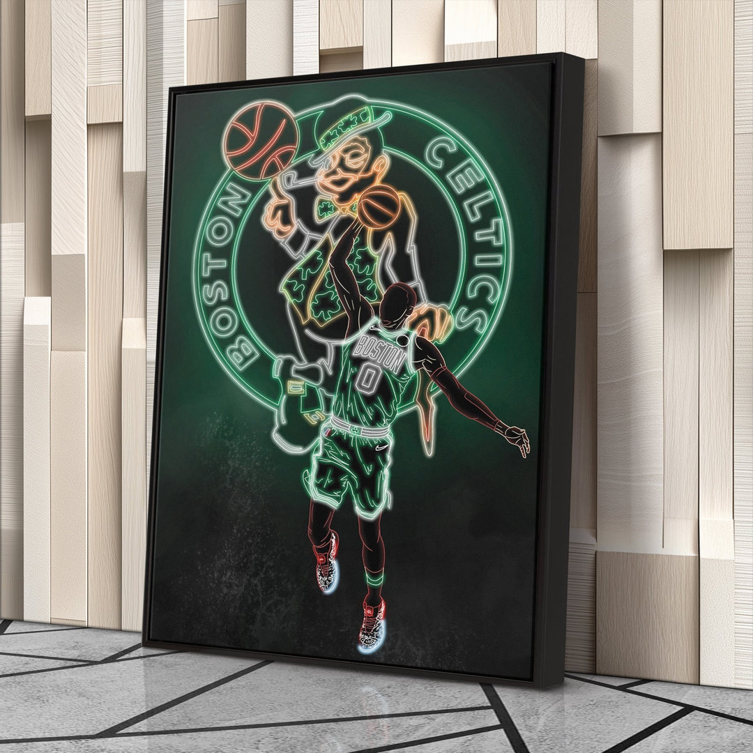 Jayson Tatum Neon Canvas Art | Celtics Wall Decor - CanvasNeon