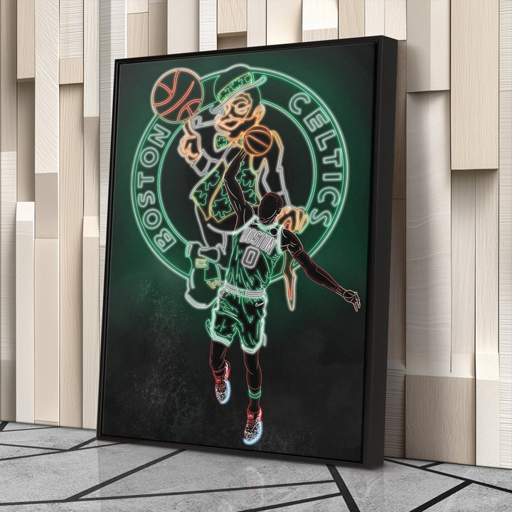Jayson Tatum Neon Canvas Art | Celtics Wall Decor - CanvasNeon
