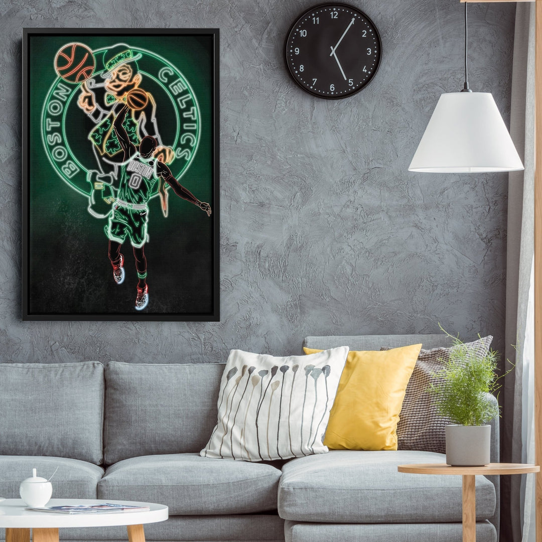 Jayson Tatum Neon Canvas Art | Celtics Wall Decor - CanvasNeon