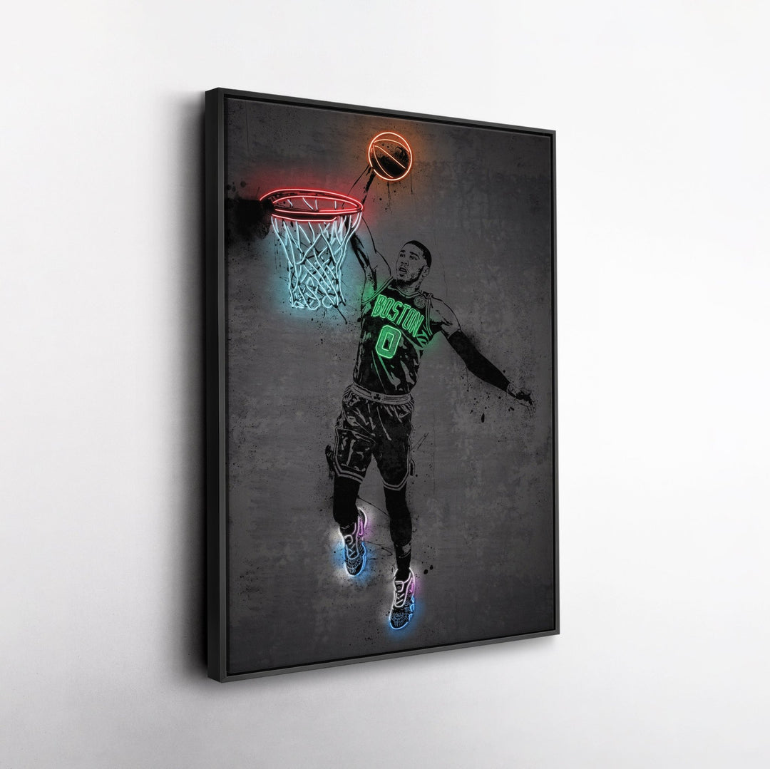 Jayson Tatum Neon Canvas Art | Modern Wall Decor for Celtics Fans - CanvasNeon
