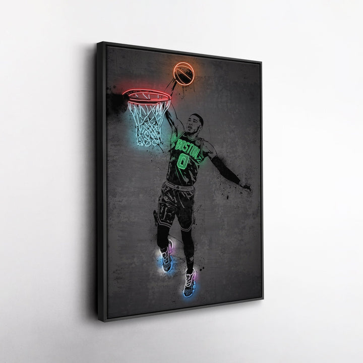 Jayson Tatum Neon Canvas Art | Modern Wall Decor for Celtics Fans - CanvasNeon