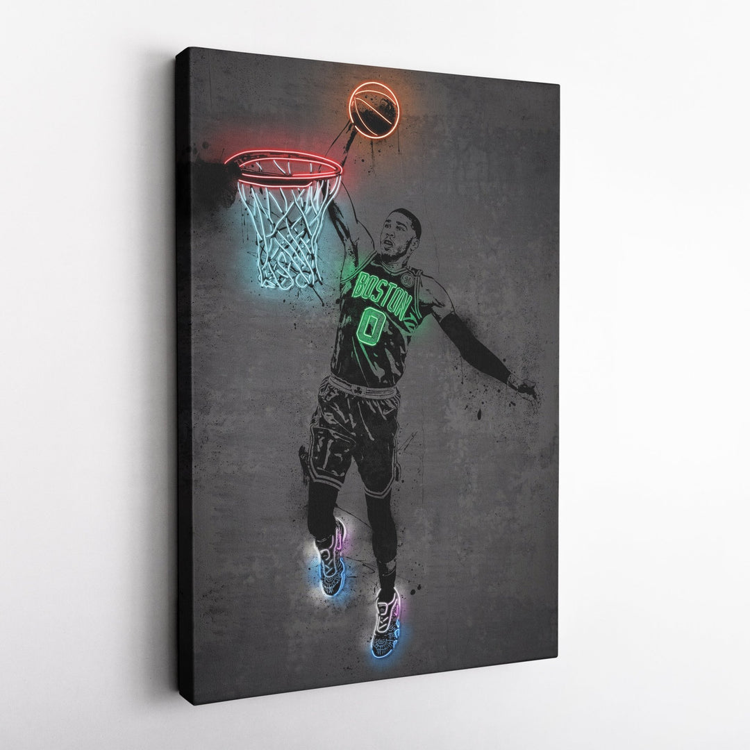Jayson Tatum Neon Canvas Art | Modern Wall Decor for Celtics Fans - CanvasNeon