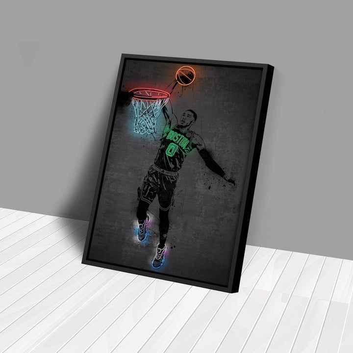 Jayson Tatum Neon Canvas Art | Modern Wall Decor for Celtics Fans - CanvasNeon