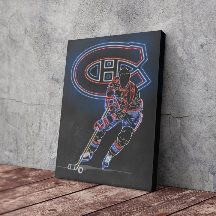 Jean Béliveau Neon Canvas Art | Canadiens Wall Decor - CanvasNeon