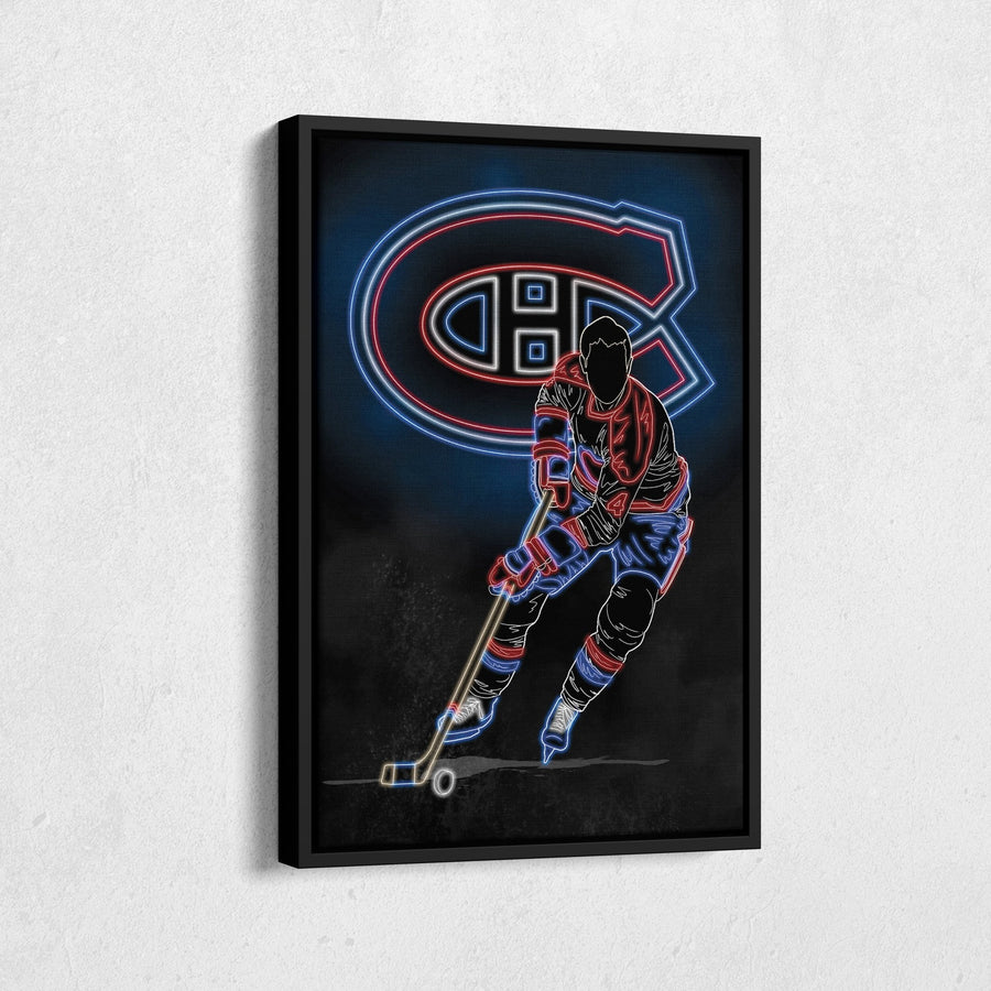 Jean Béliveau Neon Canvas Art | Canadiens Wall Decor - CanvasNeon