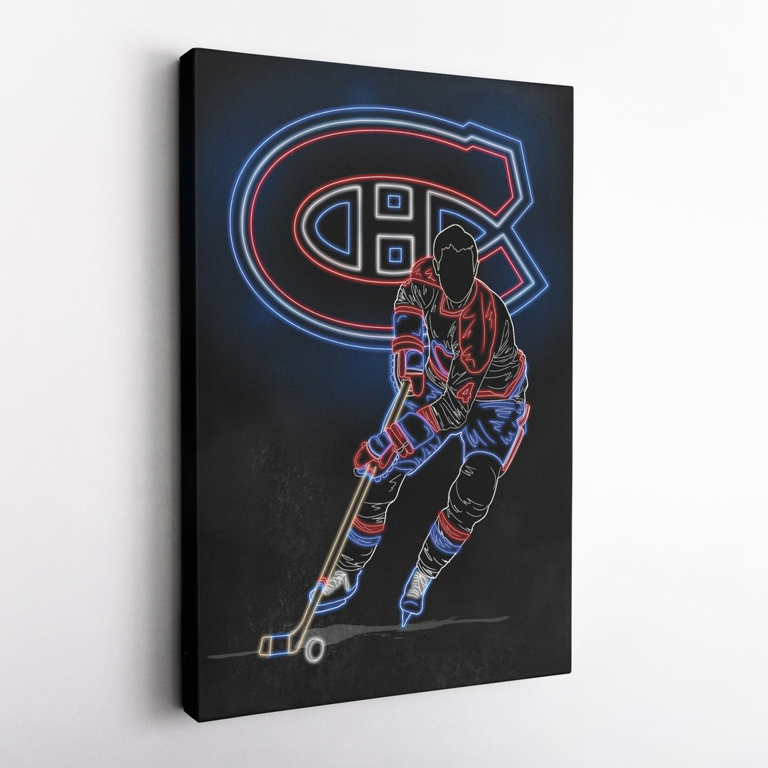 Jean Béliveau Neon Canvas Art | Canadiens Wall Decor - CanvasNeon