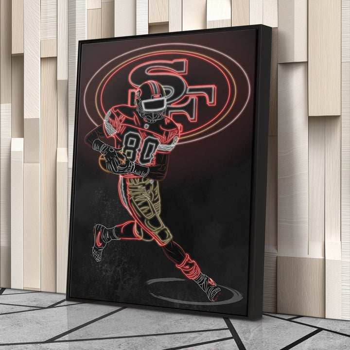 Jerry Rice Neon Canvas Art | 49ers Wall Decor - CanvasNeon