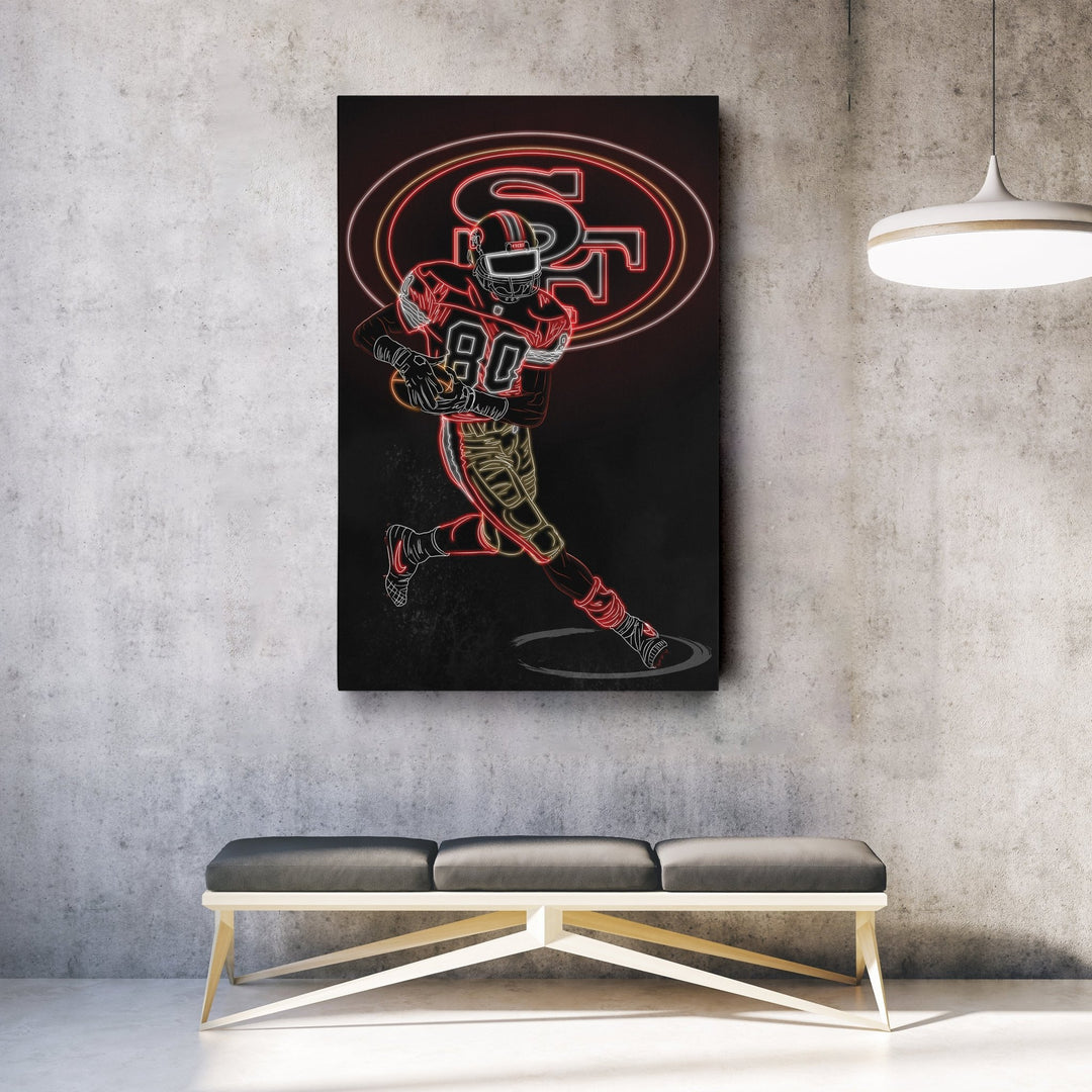 Jerry Rice Neon Canvas Art | 49ers Wall Decor - CanvasNeon