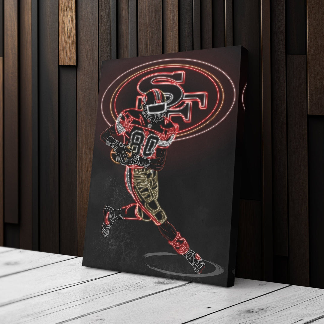 Jerry Rice Neon Canvas Art | 49ers Wall Decor - CanvasNeon