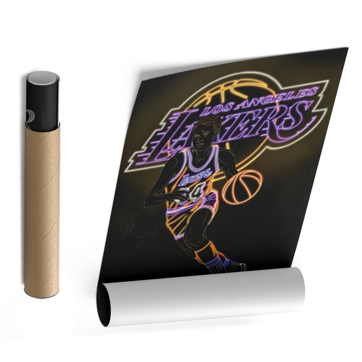 Jerry West Neon Canvas Art | Lakers Wall Decor - CanvasNeon