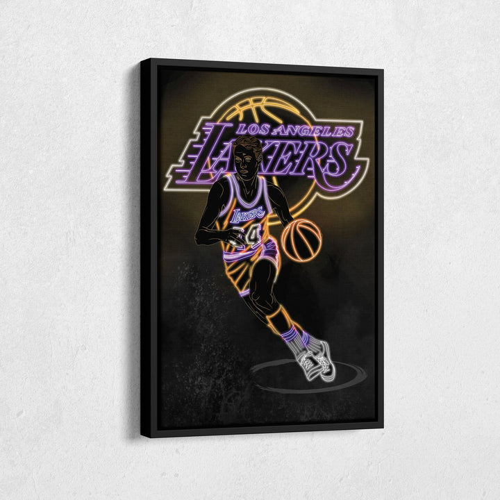 Jerry West Neon Canvas Art | Lakers Wall Decor - CanvasNeon