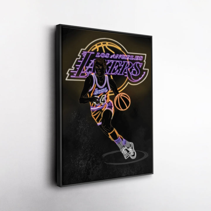 Jerry West Neon Canvas Art | Lakers Wall Decor - CanvasNeon