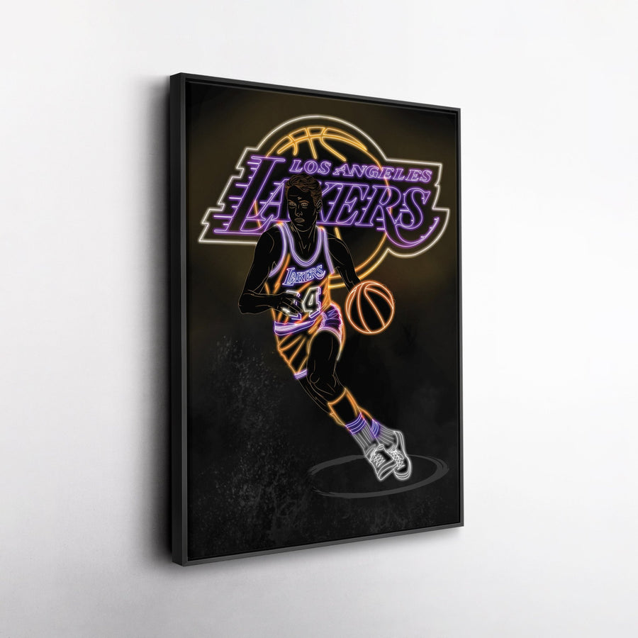 Jerry West Neon Canvas Art | Lakers Wall Decor - CanvasNeon