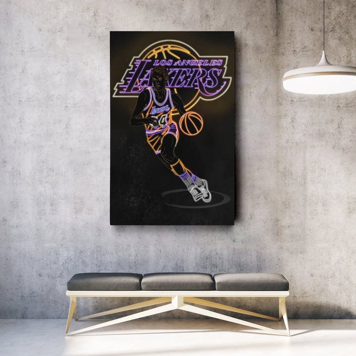 Jerry West Neon Canvas Art | Lakers Wall Decor - CanvasNeon