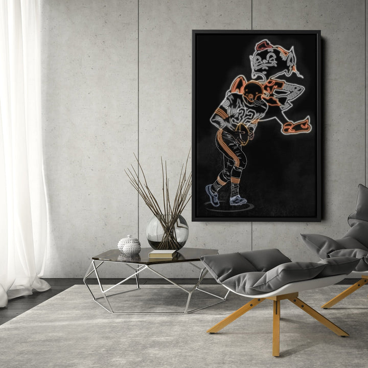 Jim Brown Neon Canvas Art | Browns Wall Decor - CanvasNeon
