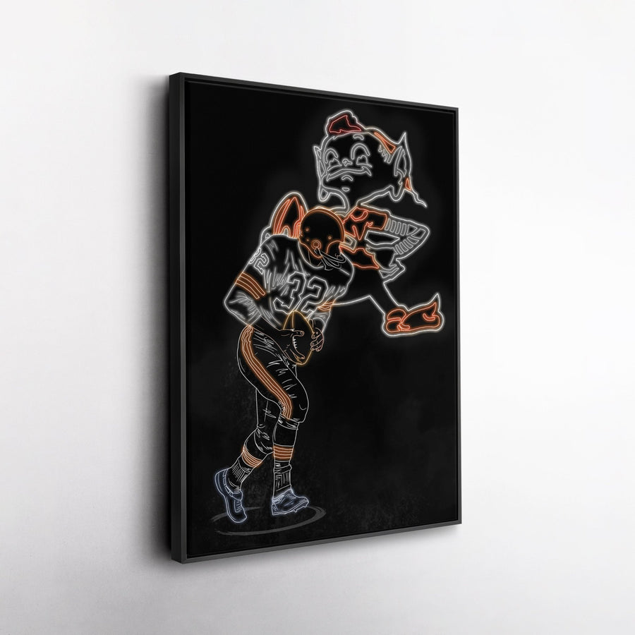 Jim Brown Neon Canvas Art | Browns Wall Decor - CanvasNeon