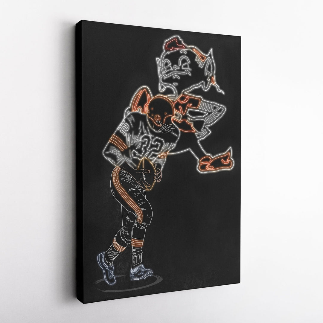 Jim Brown Neon Canvas Art | Browns Wall Decor - CanvasNeon