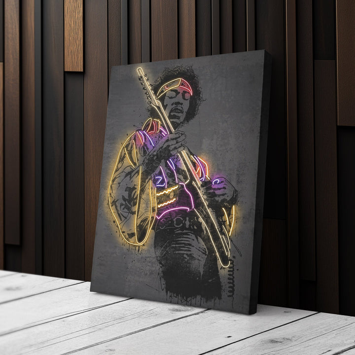 Jimi Hendrix Neon Canvas Art | Music Wall Decor - CanvasNeon
