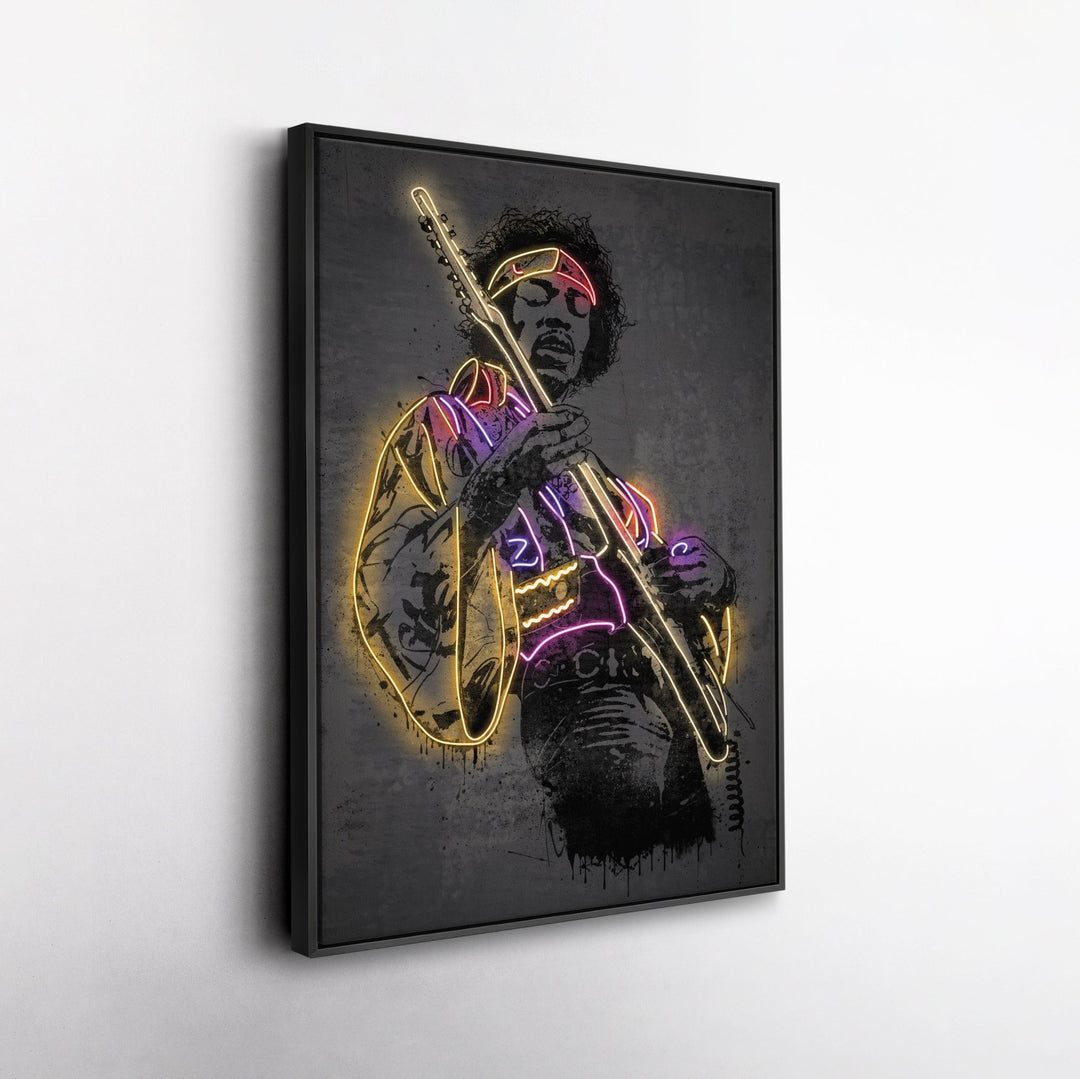 Jimi Hendrix Neon Canvas Art | Music Wall Decor - CanvasNeon