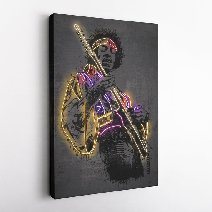 Jimi Hendrix Neon Canvas Art | Music Wall Decor - CanvasNeon